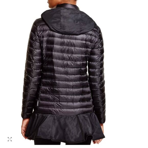 Womens Moncler Daurade Giubbotto Black Down Peplum Hem Puffer Jacket Coat 4 - Picture 2 of 16